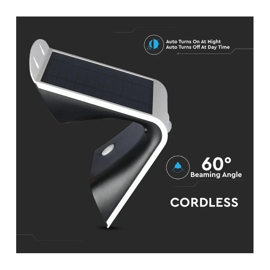 Applique murale solaire avec détecteur LED/3W/3,7V 3000/4000K IP65 2000 mAh blanc