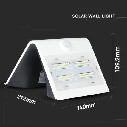 Applique murale solaire avec détecteur LED/3W/3,7V 3000/4000K IP65 2000 mAh blanc