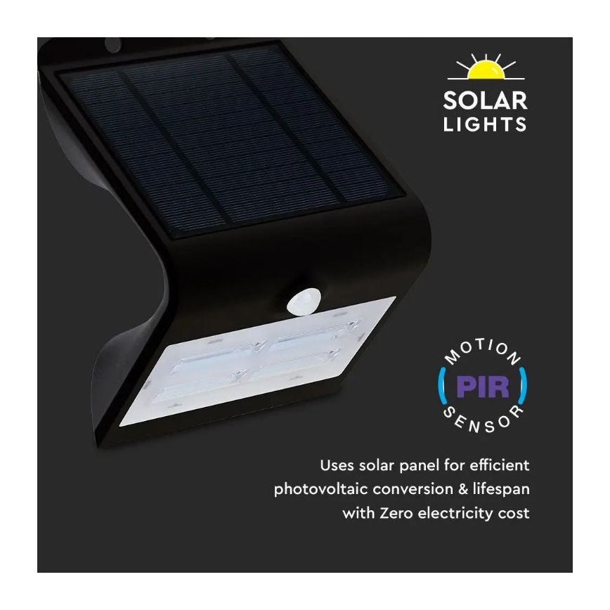 Applique murale solaire avec détecteur LED/3W/3,7V 3000/4000K IP65 noir