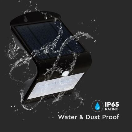 Applique murale solaire avec détecteur LED/3W/3,7V 3000/4000K IP65 noir