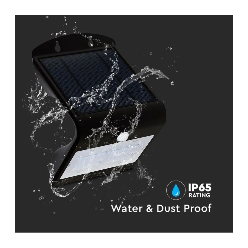 Applique murale solaire avec détecteur LED/3W/3,7V 3000/4000K IP65 noir