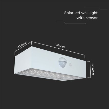 Applique murale solaire avec détecteur LED/3W/3,7V 3000K/4000K IP65 blanc