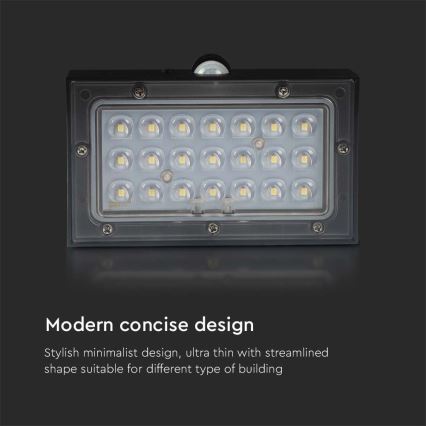 Applique murale solaire avec détecteur LED/3W/3,7V 3000K/4000K IP65 1200 mAh noir