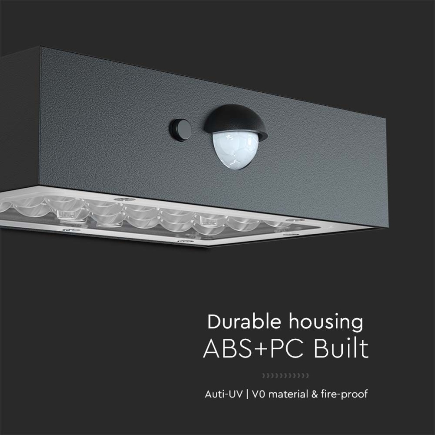 Applique murale solaire avec détecteur LED/3W/3,7V 3000K/4000K IP65 1200 mAh noir