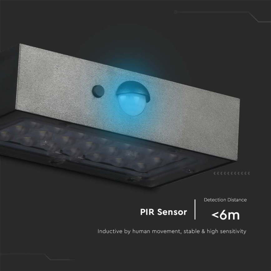 Applique murale solaire avec détecteur LED/3W/3,7V 3000K/4000K IP65 1200 mAh noir
