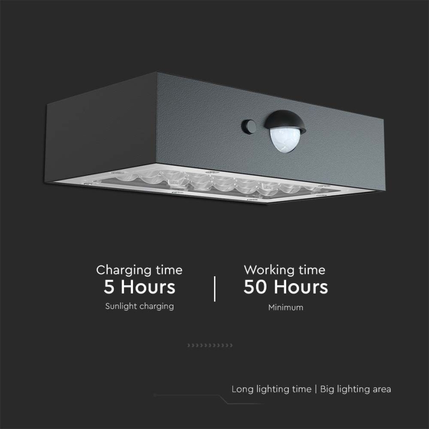 Applique murale solaire avec détecteur LED/3W/3,7V 3000K/4000K IP65 1200 mAh noir