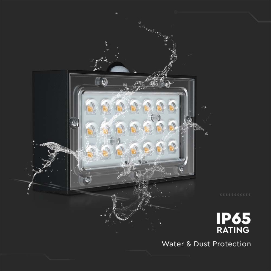 Applique murale solaire avec détecteur LED/3W/3,7V 3000K/4000K IP65 1200 mAh noir