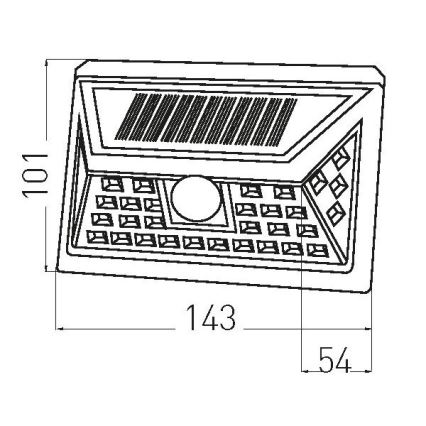 Applique murale solaire avec détecteur LED/5W/3,7V 1200 mAh IP44