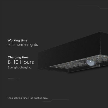 Applique murale solaire avec détecteur LED/6W/3,7V IP65 4000K 3000 mAh noir