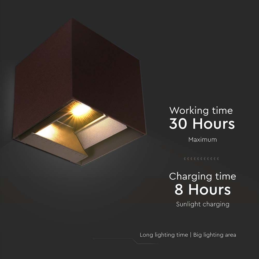Applique murale solaire avec détecteur LED/9W/3,7V 3000/4000/5000K 2600 mAh IP65 marron