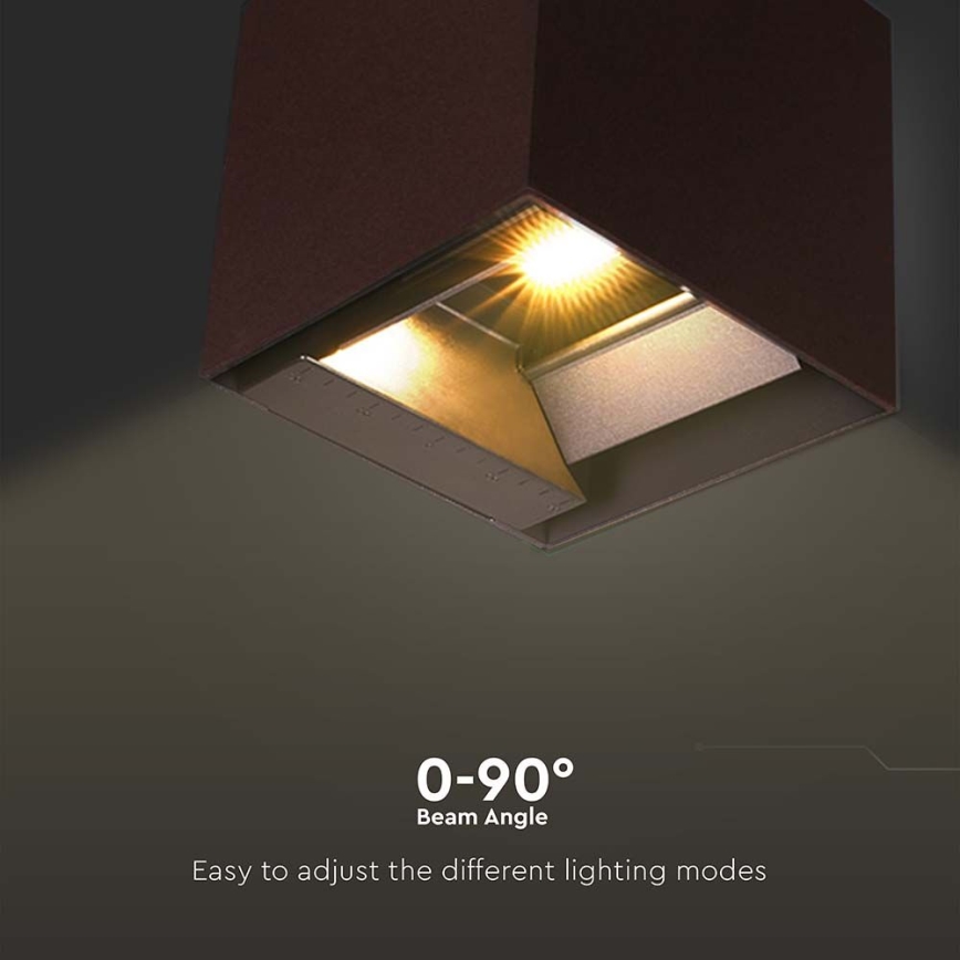 Applique murale solaire avec détecteur LED/9W/3,7V 3000/4000/5000K 2600 mAh IP65 marron