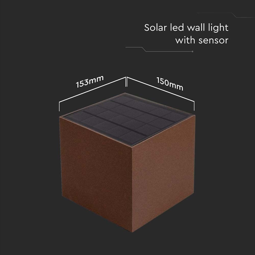 Applique murale solaire avec détecteur LED/9W/3,7V 3000/4000/5000K 2600 mAh IP65 marron
