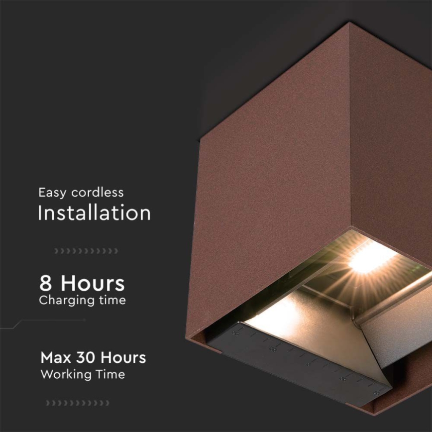 Applique murale solaire avec détecteur LED/9W/3,7V IP65 4000K marron