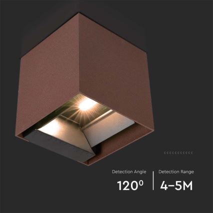 Applique murale solaire avec détecteur LED/9W/3,7V IP65 4000K marron
