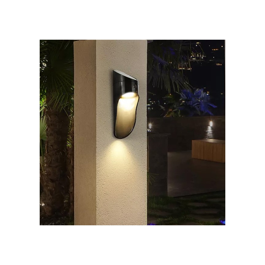 Applique murale solaire avec détecteur PALESA LED/1W/3,7V IP65 1800 mAh noir