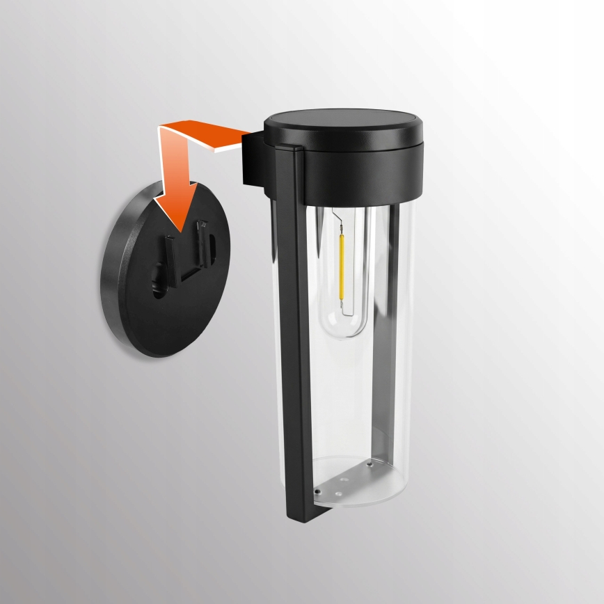 Applique murale solaire LED 1 W, 3,7 V, 500 mAh, IP65, noire