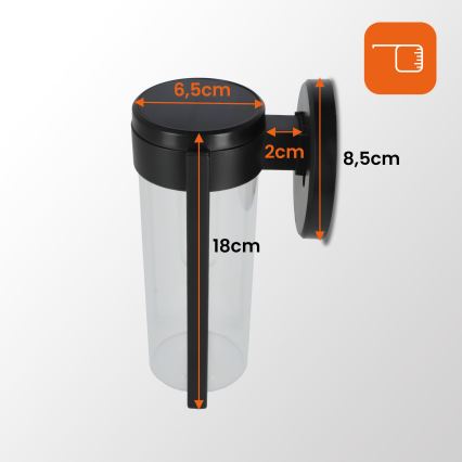 Applique murale solaire LED 1 W, 3,7 V, 500 mAh, IP65, noire
