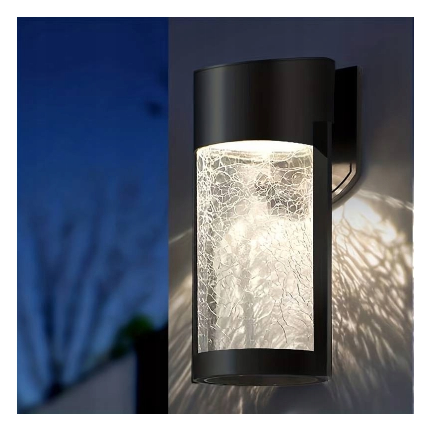 Applique murale solaire LED/3,7V 300 mAh IP44 noire