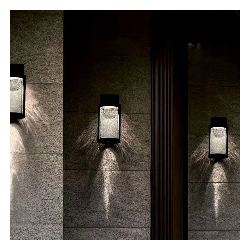 Applique murale solaire LED/3,7V 300 mAh IP44 noire