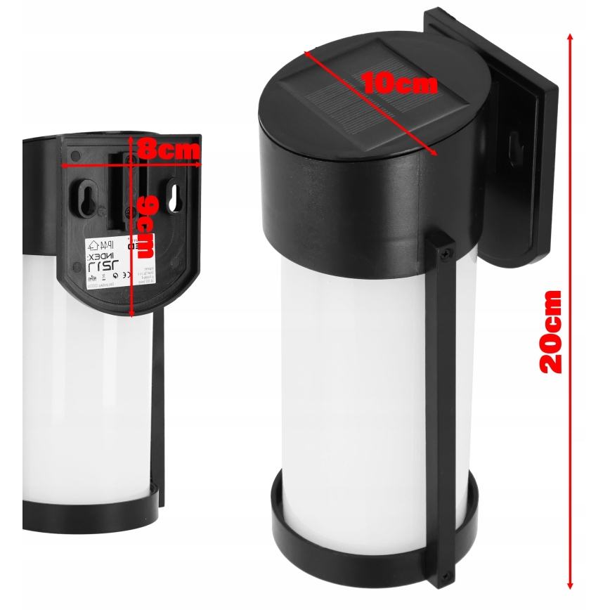 Applique murale solaire LED/3,7V 300 mAh IP44 noire