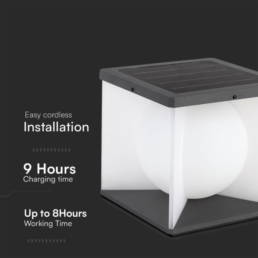 Applique murale solaire LED/3W/3,7V IP65 3000K à intensité variable + télécommande