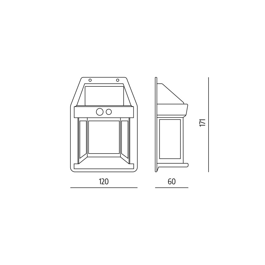 Applique murale solaire LED à capteur OMVIA, 3,7 V, 3000 K, IP44, 1200 mAh