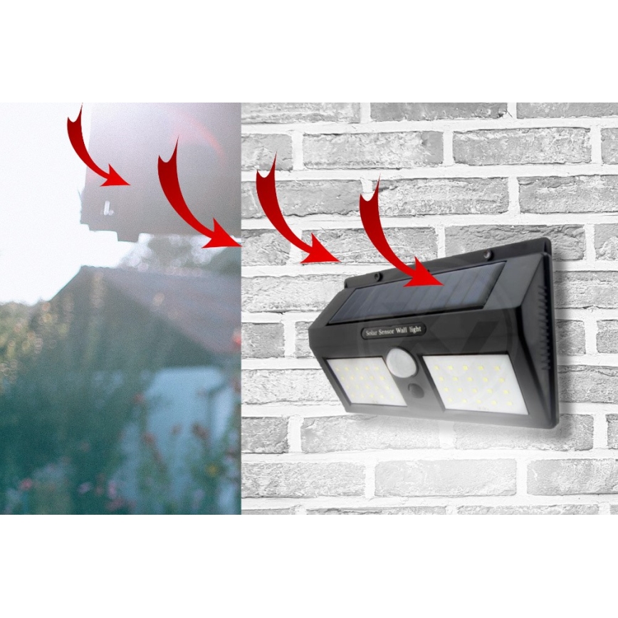 Applique murale solaire LED avec capteur LED/1,2W/3,7V 1200 mAh IP54