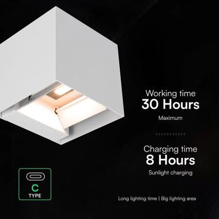 Applique murale solaire à LED avec capteur LED/9W/3,7V 3000/4000/5000K IP65 2600 mAh blanc