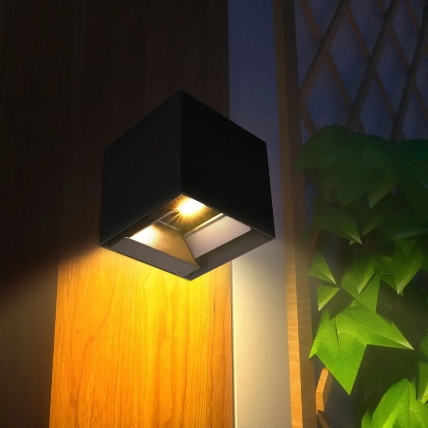 Applique murale solaire LED avec capteur LED/9W/3,7V 3000/4000/5000K IP65 2600 mAh noire
