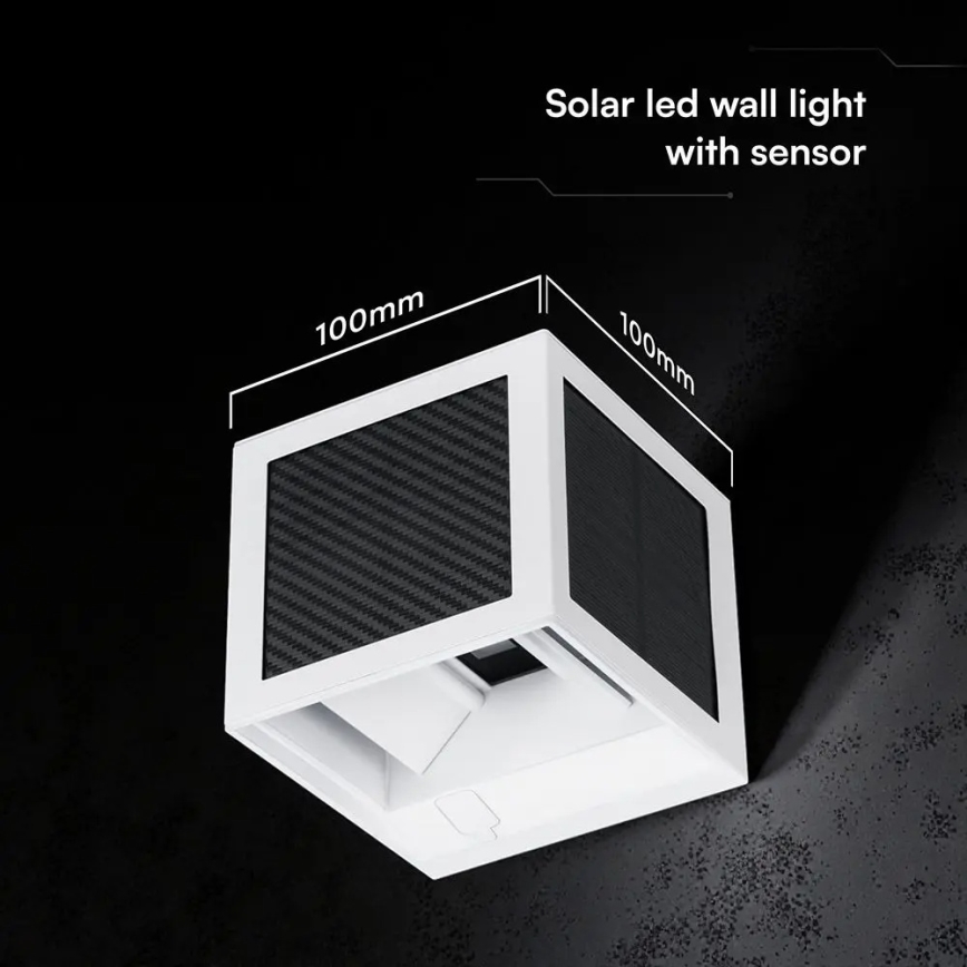 Applique murale solaire LED avec capteur LED/9W/3,7V 3000/4000/6000K IP65 2600 mAh blanc