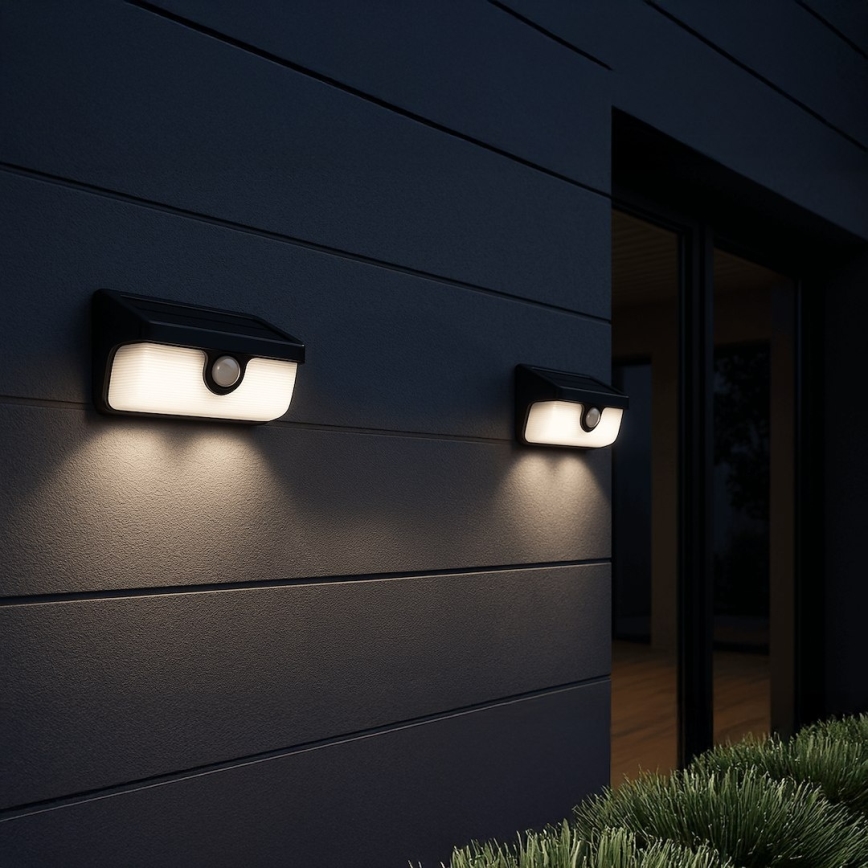 Applique murale solaire LED avec capteur LINK LED/5W/3,7V 2000 mAh IP65 noir