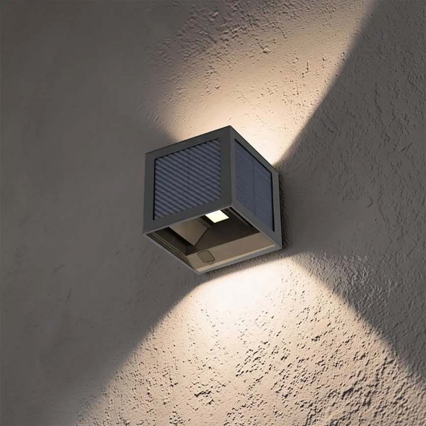 Applique murale solaire à LED avec détecteur LED/9W/3,7V 3000/4000/6000K IP65 2600 mAh noir