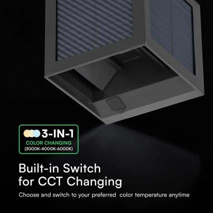 Applique murale solaire à LED avec détecteur LED/9W/3,7V 3000/4000/6000K IP65 2600 mAh noir