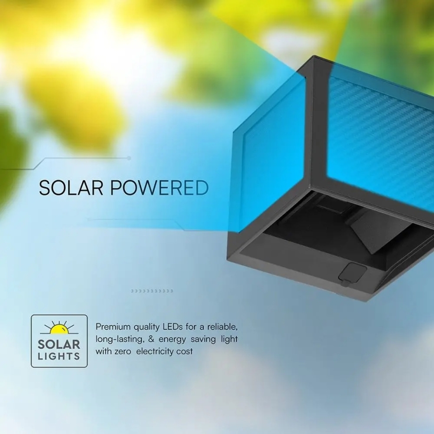 Applique murale solaire à LED avec détecteur LED/9W/3,7V 3000/4000/6000K IP65 2600 mAh noir