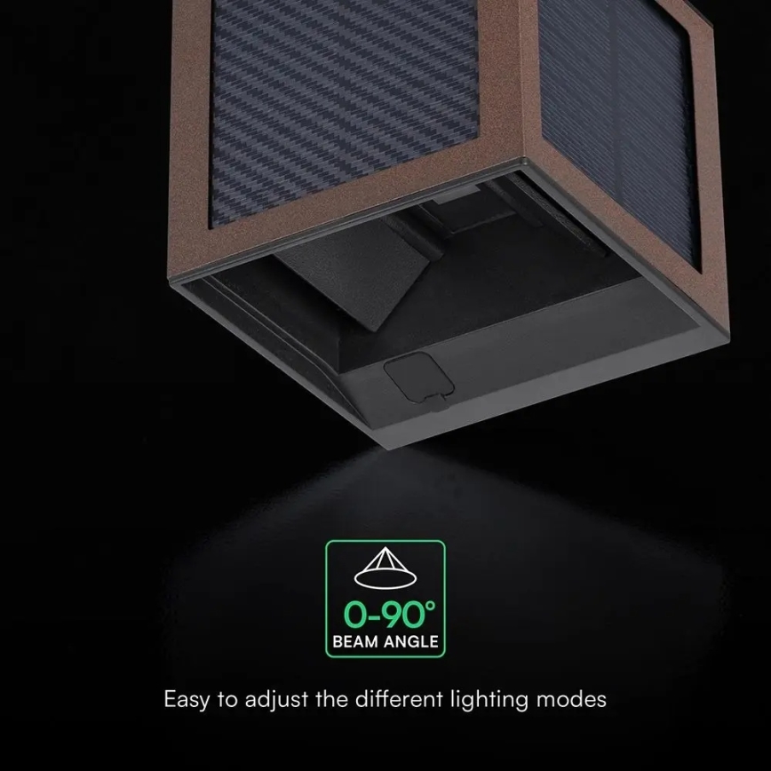 Applique murale solaire LED avec capteur LED/9W/3,7V 3000/4000/6000K IP65 2600 mAh marron