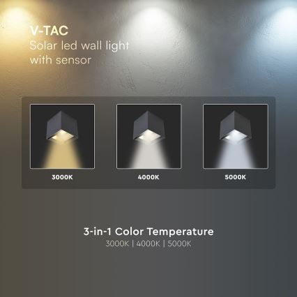 Applique murale solaire LED avec détecteur LED/9W/5V 3000/4000/5000K IP65 2600 mAh anthracite