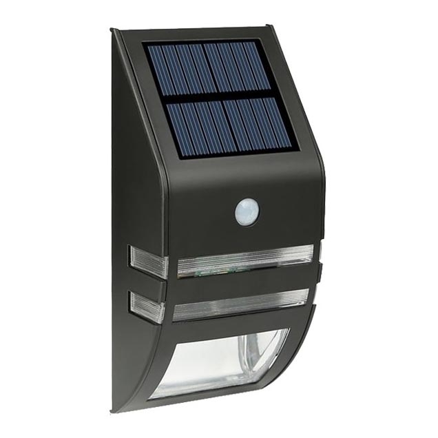 Applique murale solaire LED avec un capteur LED/3,7V IP44 noire