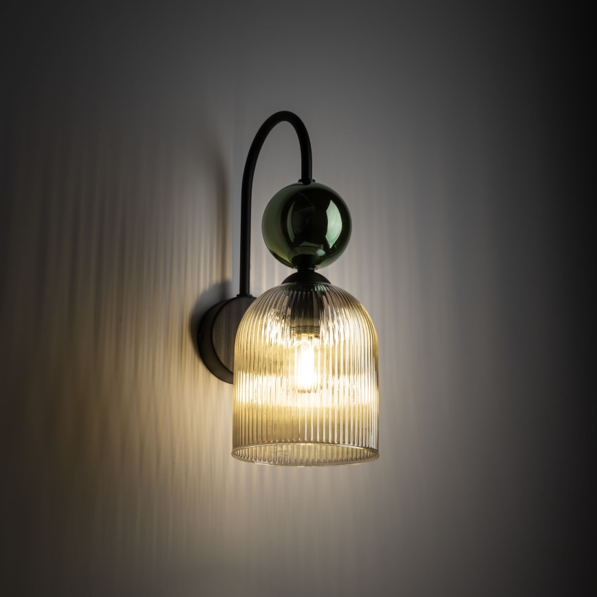 Applique murale SOPHIA 1xE14/10W/230V noir/vert/beige fumé