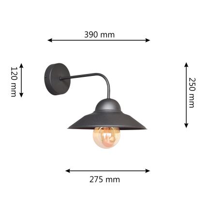 Applique murale SORAPIS 1xE27/15W/230V noir