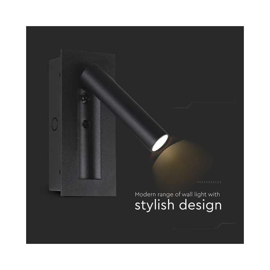 Applique murale spot LED/2W/230V 3000K noir