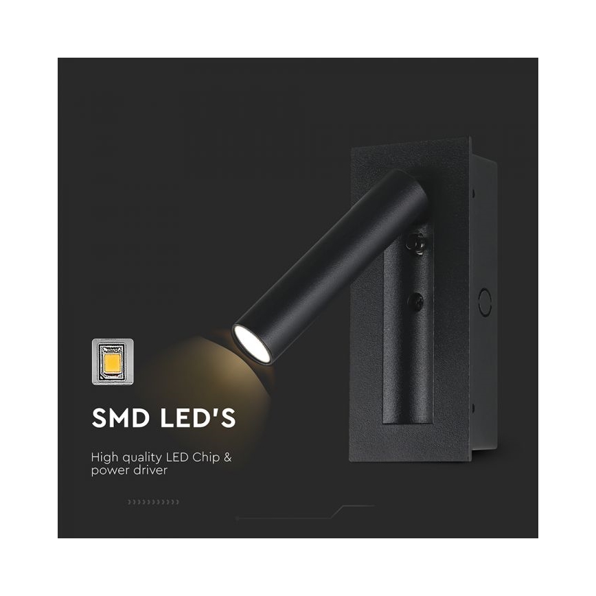 Applique murale spot LED/2W/230V 3000K noir