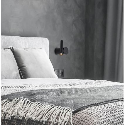 Applique murale spot LED dimmable PLANET, 4 W, 230 V, noir