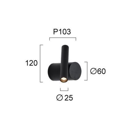 Applique murale spot LED dimmable PLANET, 4 W, 230 V, noir