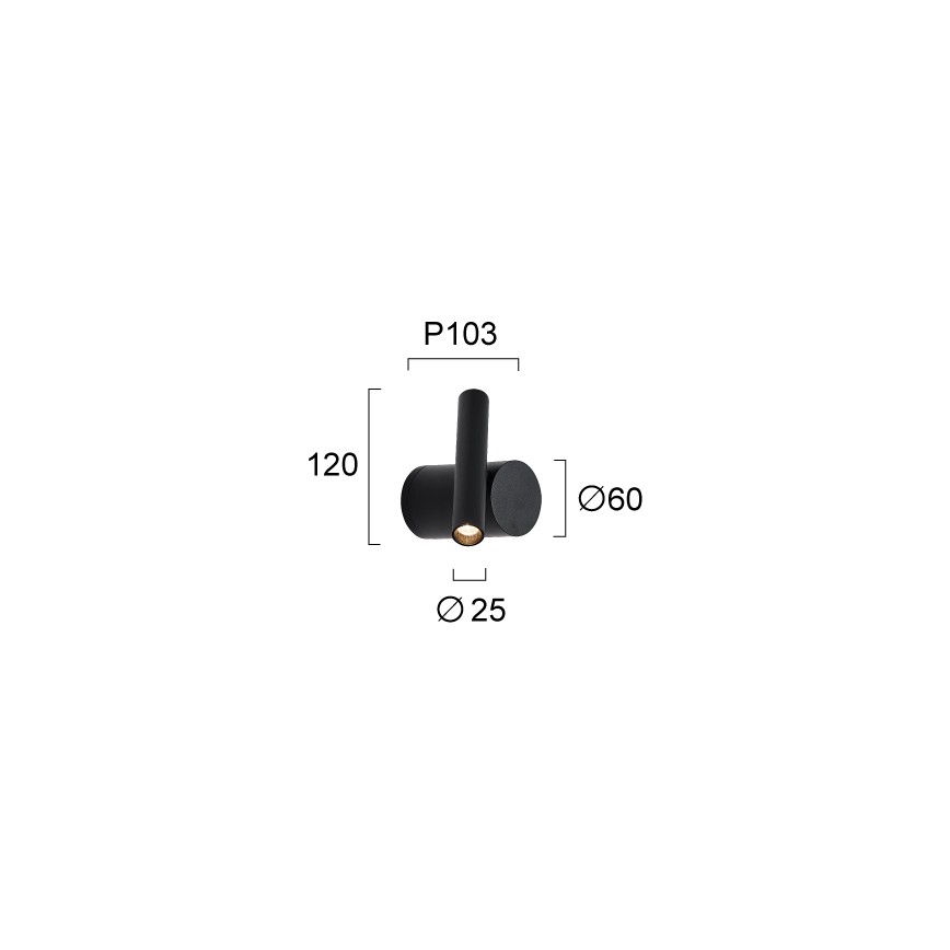 Applique murale spot LED dimmable PLANET, 4 W, 230 V, noir