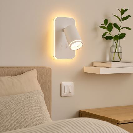 Applique murale spot LED PIPE 1xGU10/10W/230V + LED/6W, blanche