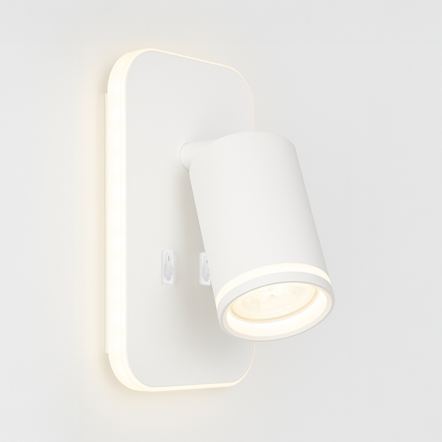 Applique murale spot LED PIPE 1xGU10/10W/230V + LED/6W, blanche