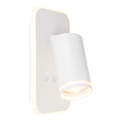 Applique murale spot LED PIPE 1xGU10/10W/230V + LED/6W, blanche