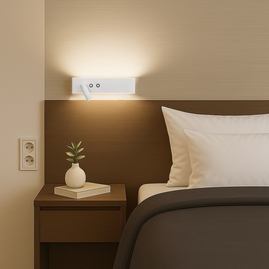 Applique murale spot LED RESORT LED/10W/230V + LED/3W, blanc, gauche