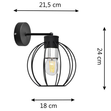 Applique murale STARLIGHT 1xE27/15W/230V noir/argent