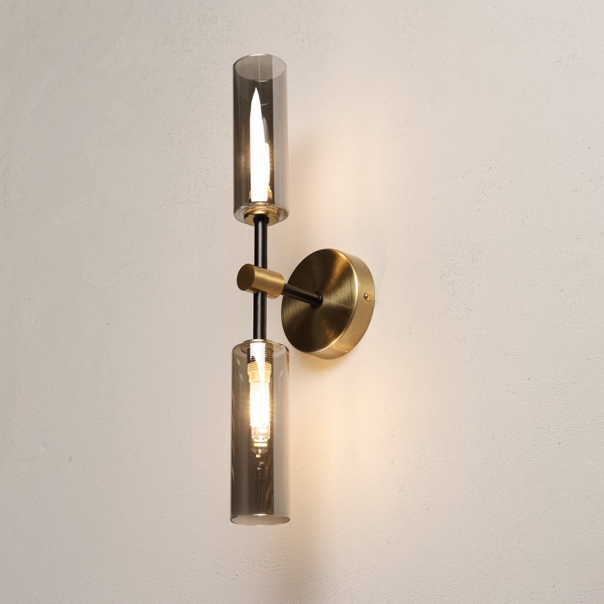 Applique murale TESSA 2xG9/5W/230V laiton/noir fumé